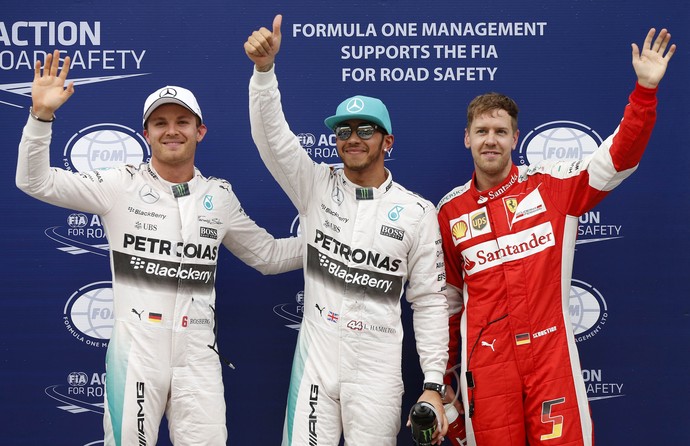  Rosberg, Lewis Hamilton e Sebastian Vettel, Malásia (Foto: Reuters)