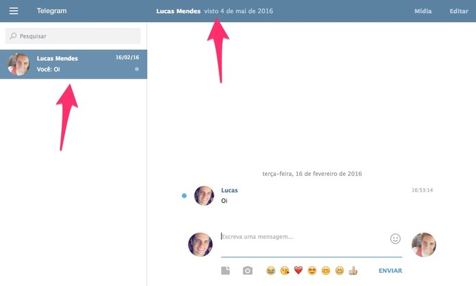 Abra o perfil do contato no seu Telegram (Foto: Reprodução/Lucas Mendes)