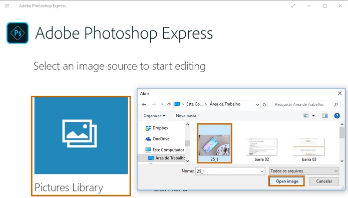 Abra a imagem que deseja editar no Photoshop Express (Foto: Reprodução/Barbara Mannara)