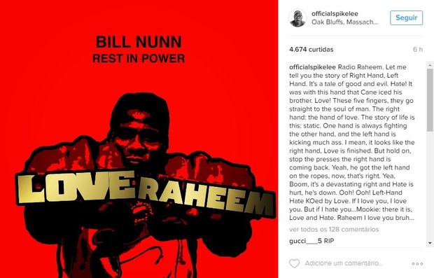 Spike Lee presta homenagem ao amigo, Bill Nunn (Foto: Reprodução / Instagram)