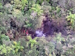 Aeronave cai em Bertioga, no litoral de SP, e mata pelo menos quatro pessoas (Foto: Divulgação/Polícia Militar)