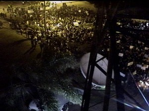 Manifestaçao em Erechim, RS, domingo (23) (Foto: Reprodução/RBS TV)
