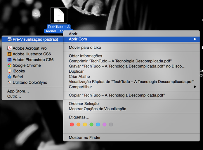 Abrindo um documento com a Pré Visualização do Yosemite (Foto: Reprodução/Marvin Costa)