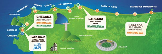Mapa percurso Maratona RJ (Foto: Reprodução / Facebook)