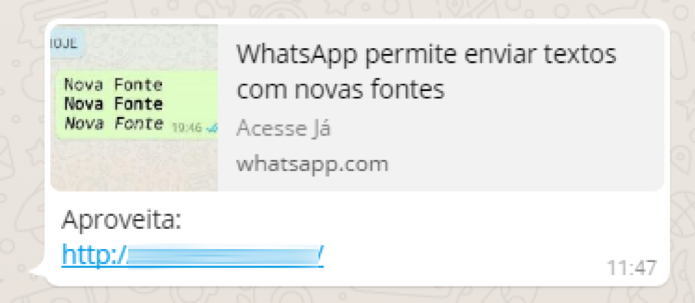 Mensagem enviada pelo WhatsApp promete versão VIP do aplicativo (Foto: Divulgação/PSafe)