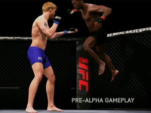 Jon Jones arma um soco contra Alexander Gustafsson em vídeo de &#39;EA Sports UFC&#39; (Foto: Reprodução)