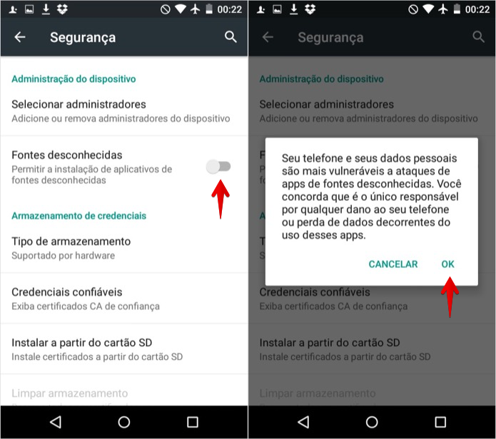 Ative a instalação de apps de fontes desconhecidas (Foto: Reprodução/Helito Bijora) 