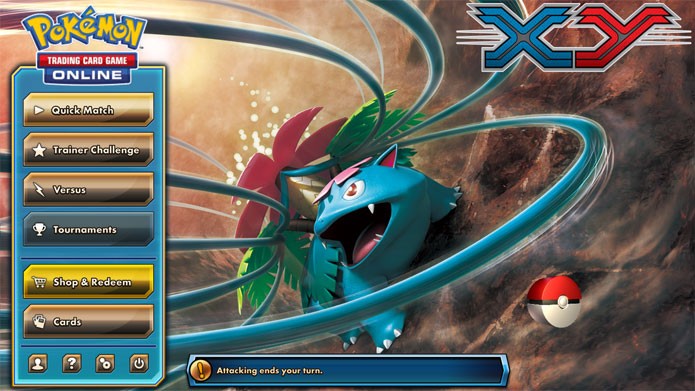 O menu inicial de Pokémon Trading Card Game Online (Foto: Reprodução/Felipe Vinha)