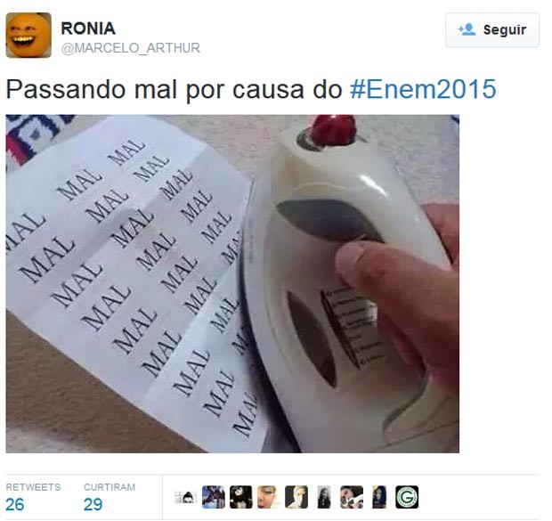 Enem 2015 - internautas postam piadas e lamentos sobre o dia da prova (Foto: Reprodução/Twitter)