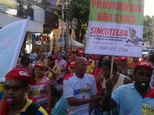 Servidores dos Correios protestam em Salvador  (Foto: Foto: Divulgação/ Sincotelba)