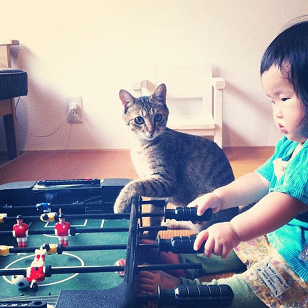 Menina japonesa e seu gato de estimação (Foto: Reprodução / Instagram @makicocomo)