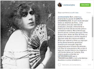 Ariadna em post no seu perfil no Instagram (Foto: Reprodução)
