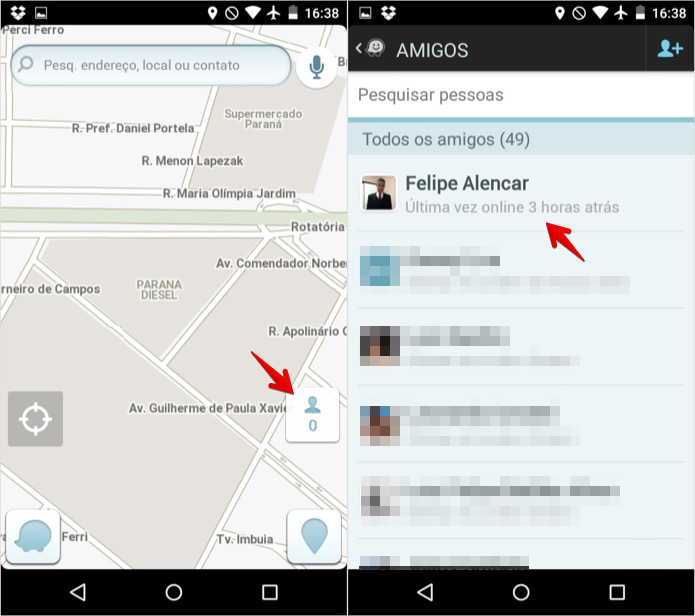 Acesse a lista de contatos e encontre o amigo que você quer contactar (Foto: Reprodução/Helito Bijora)