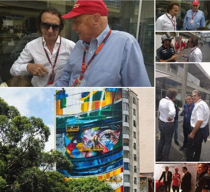 Homenagens aos campeões brasileiros durante GP do Brasil 2015 (Foto: Montagem sobre fotos de Getty e Divulgação) Homenagens aos campeões brasileiros durante GP do Brasil 2015 (Foto: Montagem sobre fotos de Getty e Divulgação)