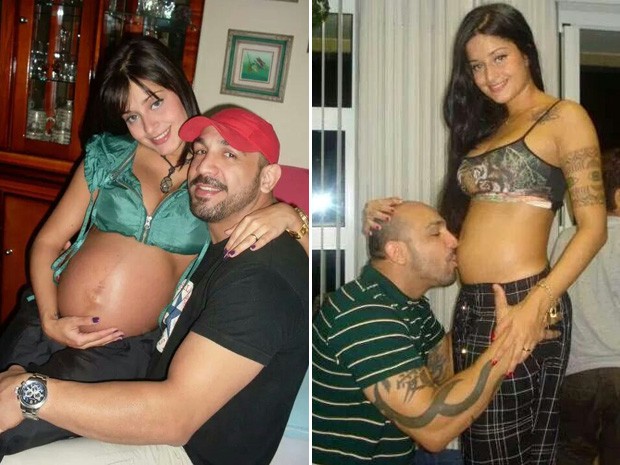 Fofura! Aline e o marido Rodrigo durante a gravidez de Nathan (Foto: Arquivo pessoal)