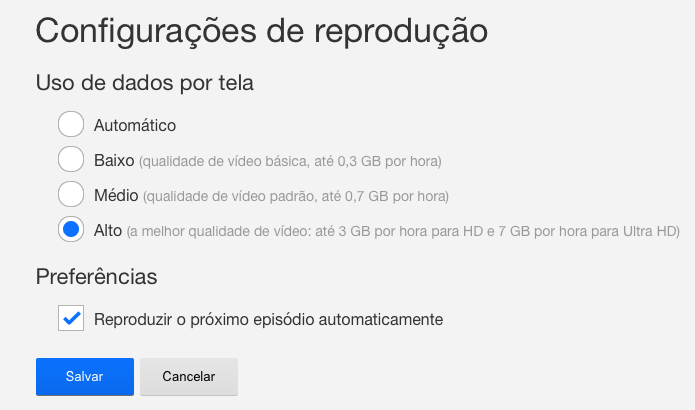 Definindo opção de qualidade de imagem personalizada (Foto: Reprodução/Helito Bijora)