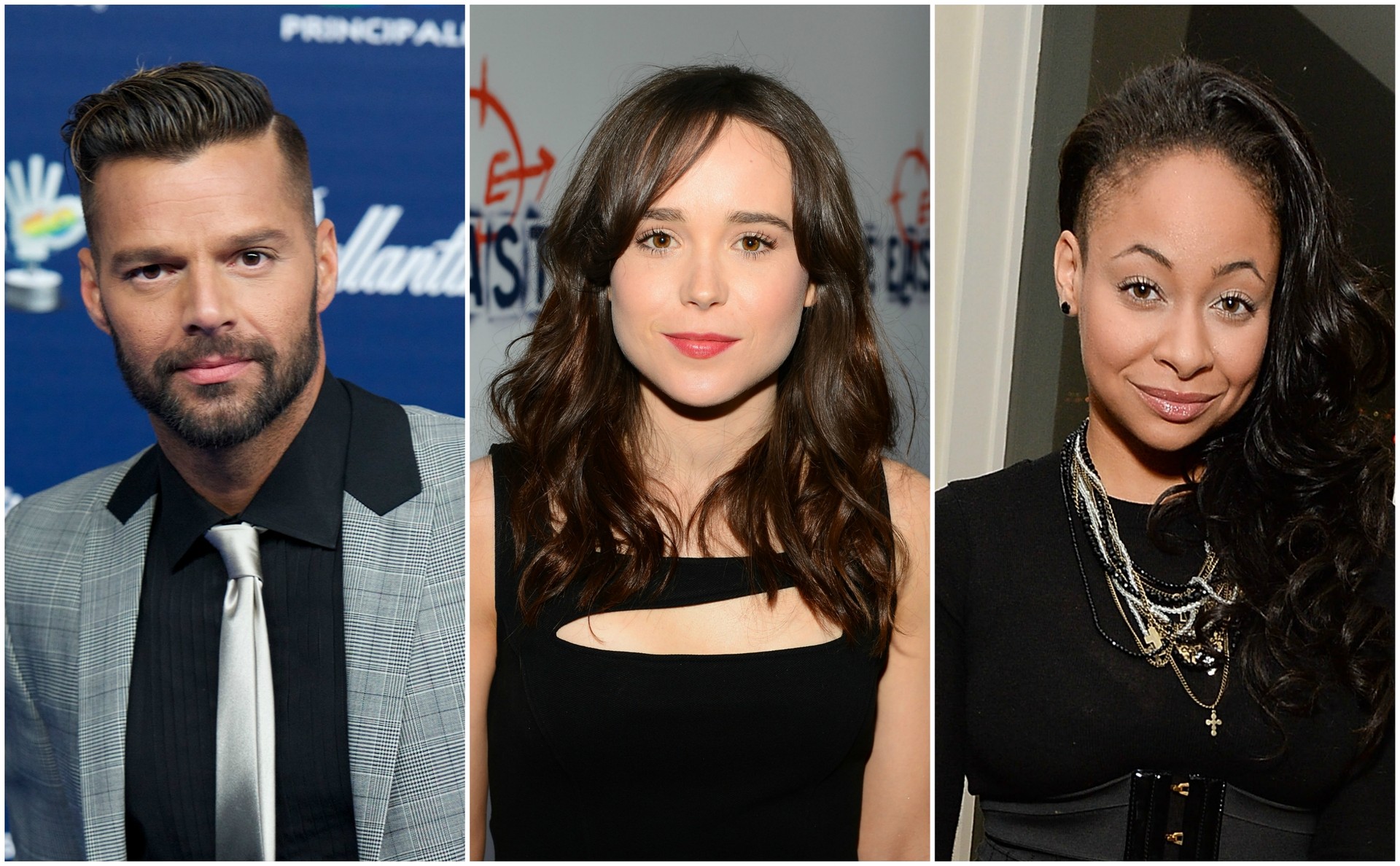 Ricky Martin, Ellen Page e Raven-Symoné: assumidos e felizes. (Foto: Getty Images)
