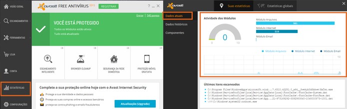 Acesse as estatísticas de funcionamento no Avast (Foto: Reprodução/Barbara Mannara) Acesse as estatísticas de funcionamento no Avast (Foto: Reprodução/Barbara Mannara)