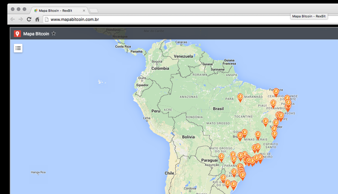 Rexbit cria o Mapa Bitcoin, que ajuda a descobrir quais lojas aceitam a moeda (Foto: Reprodução/Rexbit)