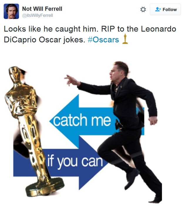 Meme sobre vitória de Leonardo DiCaprio (Foto: Reprodução / Twitter)