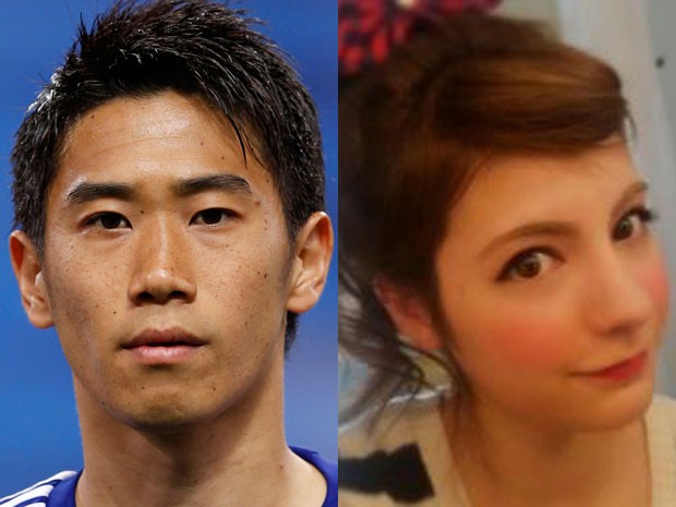 Shinji Kagawa e Margaret Natsuki (Foto: Reuters/Toru Hanai, Divulgação/Twitter/Margaret Natsuki)
