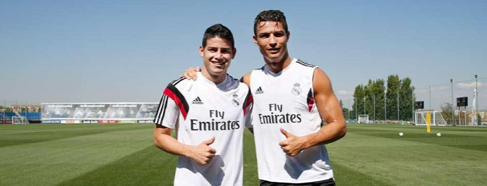 James Rodriguez e Cristiano Ronaldo no Real Madrid (Foto: Divulgação / Real Madrid)