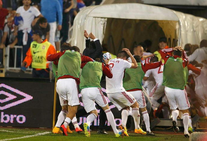 Jogadores da Albânia (Foto: Agência Reuters) Jogadores da Albânia (Foto: Agência Reuters)