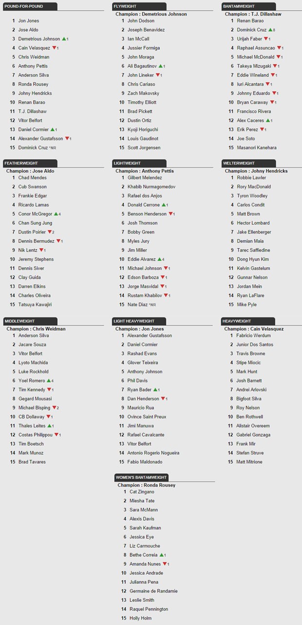 Ranking UFC 29/09/2014 (Foto: Reprodução )