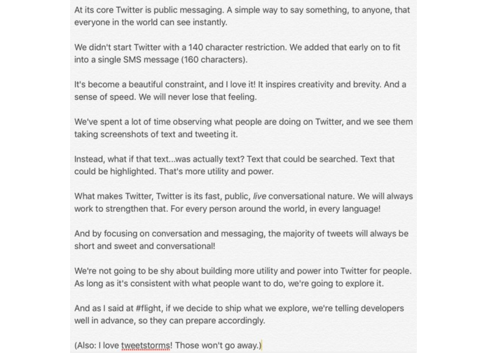 CEO do Twitter já reclamou de limite de caracteres no passado (Foto: Reprodução/Twitter)