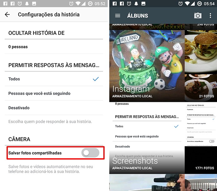 Instagram Stories pode ter fotos salvas automaticamente na galeria do telefone (Foto: Reprodução/Elson de Souza)