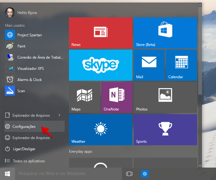 Acesse as configurações do Windows 10 (Foto: Reprodução/Helito Bijora)