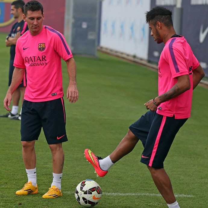 Neymar messi barcelona treino (Foto: Reprodução / Instagram)