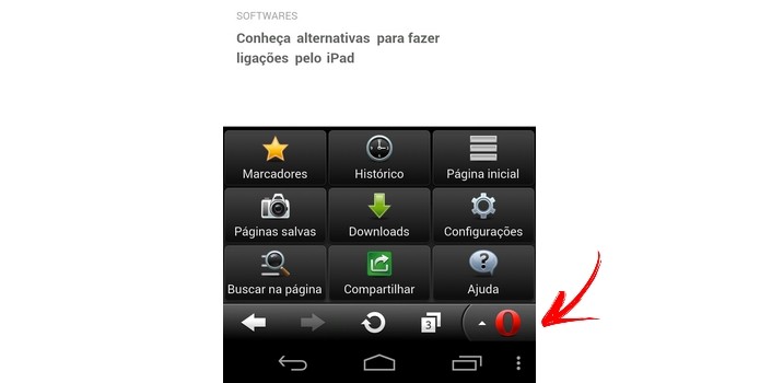 Grade com todas as ferramentas do Opera Mini (Foto: Reprodução/ Raquel Freire)