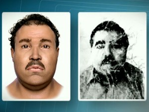 Fotos da reconstituio do rosto do corpo esquartejado ( esq.) em comparao com a do motorista (Foto: Reproduo / TV Globo)