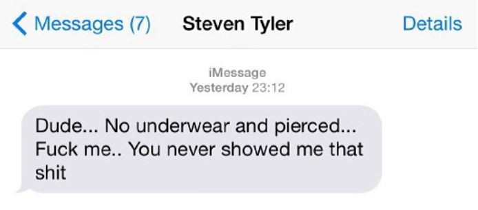 Lenny Kravitz mostra mensagem que recebeu de Steven Tyler (Foto: Instagram / Reprodução)