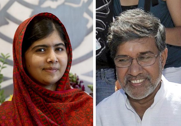 Malala Yousafzai e Kailash Satyarthi (Foto: Agência EFE)