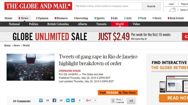 Canadense The Globe and Mail detalha a discussão sobre cultura do estupro e cita encontro de ministro com ator que já disse ter feito sexo sem consentimento (Foto: Reprodução) Canadense The Globe and Mail detalha a discussão sobre cultura do estupro e cita encontro de ministro com ator que já disse ter feito sexo sem consentimento (Foto: Reprodução)