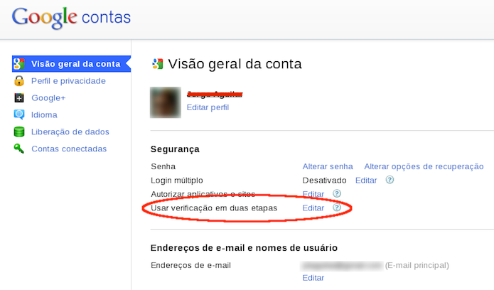 Ativando a verificação em duas etapas em uma conta Google (Foto: Reprodução/Edivaldo Brito)