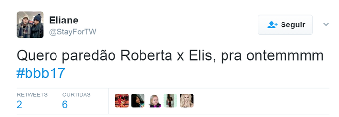 Tweet Roberta Elis (Foto: Reprodução)