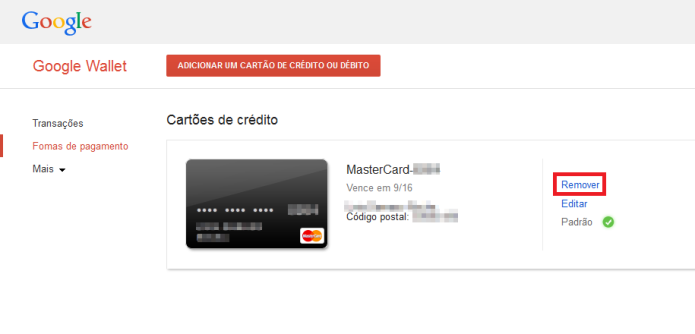 Removendo o cartão de crédito do Google Play (Foto: Reprodução/Lívia Dâmaso)