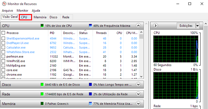 Acesse a aba CPU (Foto: Reprodução/Paulo Alves)