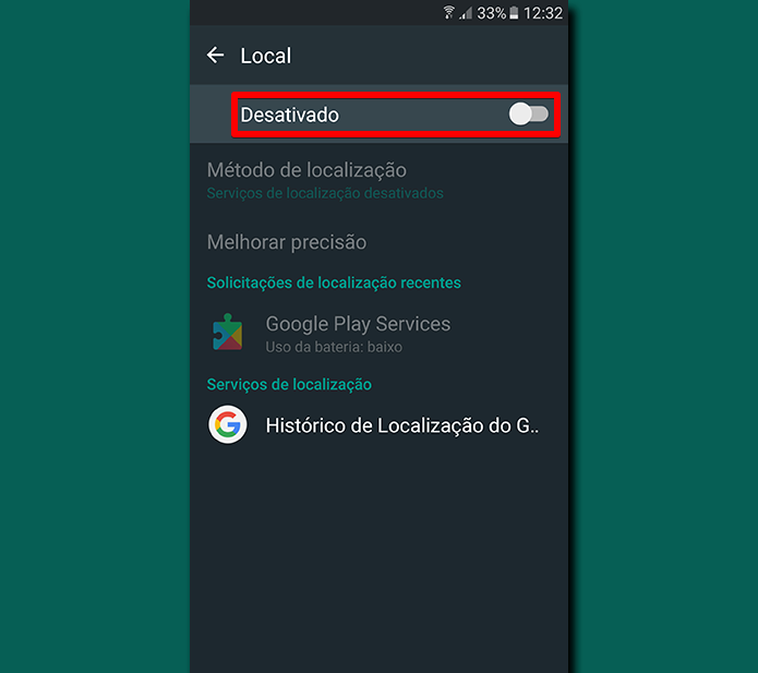É possível ativar ou desativar as informações de localização usadas por aplicativos do Android (Foto: Reprodução/Filipe Garrett)