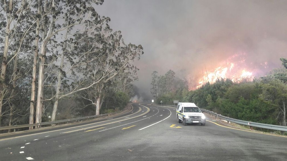 Incêndio na África do Sul (Foto: Wilson Luiz Araújo dos Santos - Arquivo pessoal)