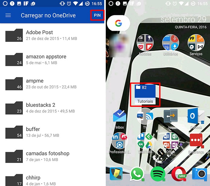 OneDrive fixará pasta do usuário na tela inicial como atalho (Foto: Reprodução/Elson de Souza)