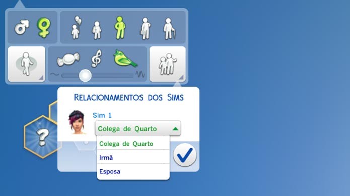 Escolha o tipo de relacionamento entre seus Sims (Foto: Reprodução/Tais Carvalho)