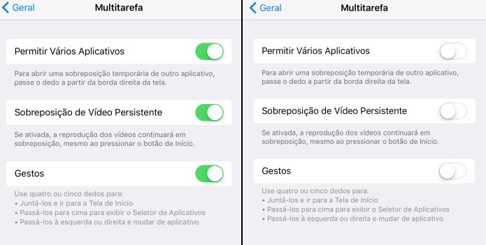 Desativando as opções de multitarefa do iPad (Foto: Reprodução/Edivaldo Brito)