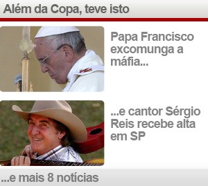 Veja 10 notícias deste sábado (Editoria de Arte/G1)