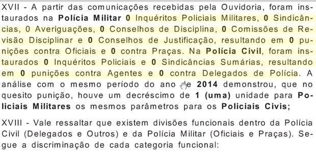 Documento mostra que nenhuma investigação foi instaurada nas duas polícias do RJ (Foto: Reprodução)