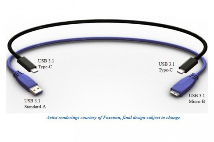 Comparação entre o cabo USB antigo e o novo tipo -C (Reprodução/The Verge)