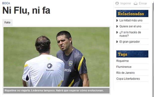 Print Fluminense site Olé (Foto: reprodução / Olé online)